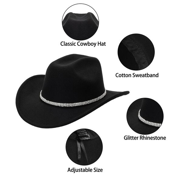 3272 Womens Cowgirl Studded Pinched Western Cowboy Hats Wide Brim Gaucho main image 9